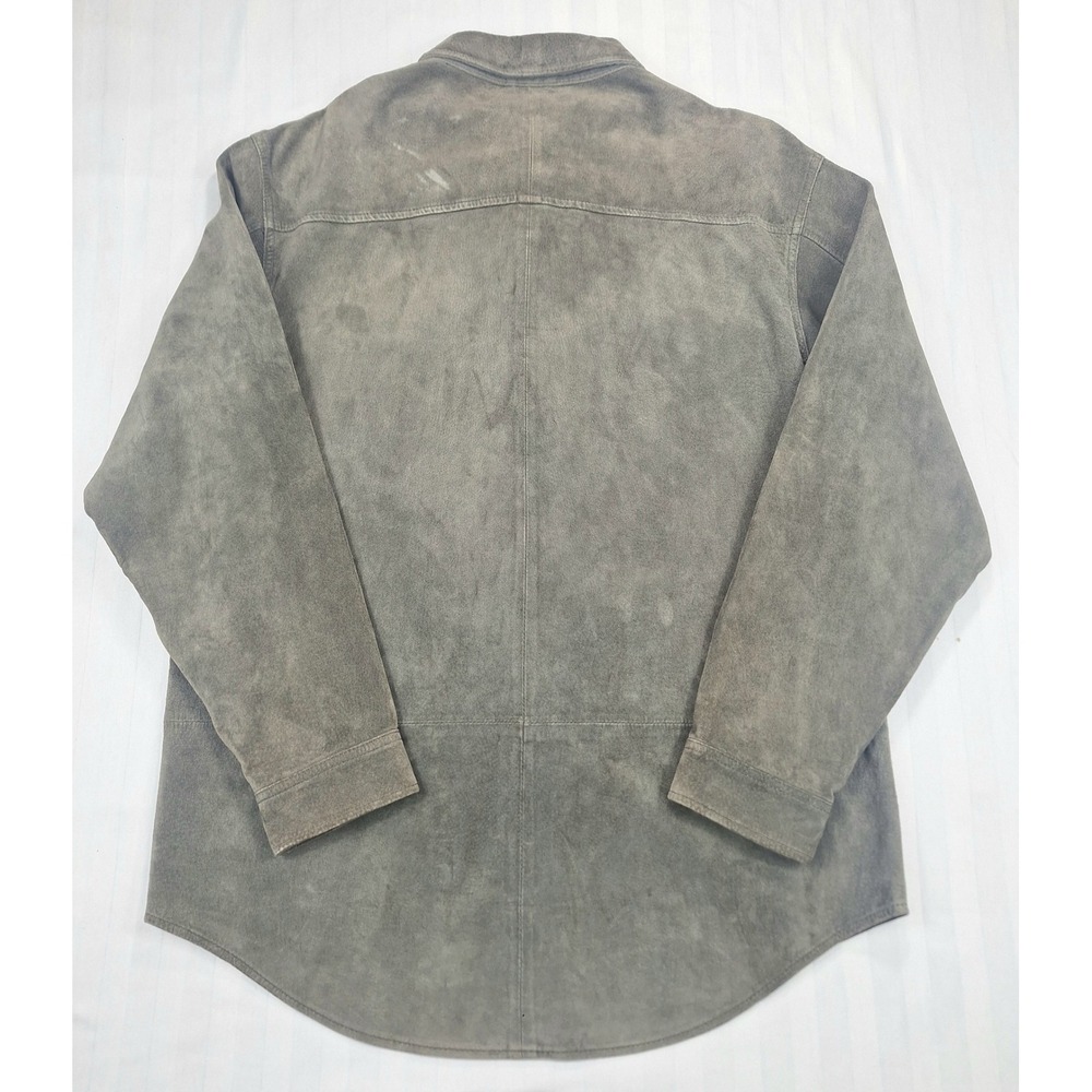 Joseph & Lyman Mens Medium Charcoal Grey 100% Suede Leather Button Shirt Jacket - Picture 2 of 5